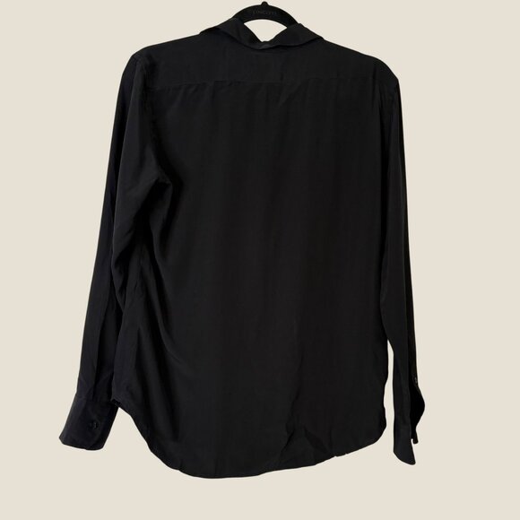 Lauren Ralph Lauren 100% Silk Button Down Black Blouse Size 4 - Picture 11 of 13